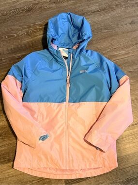 Eddie Bauer Kids' Two-Tone Blue & Pink Hooded Jacket. Zip in fleece